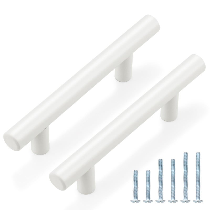 Probrico 15 Pack| White Kitchen Cabinet Pulls 3 Inch Euro Style T Bar Handles Cupboard Stainless Steel Modern Cabinet Hardware - Image 1